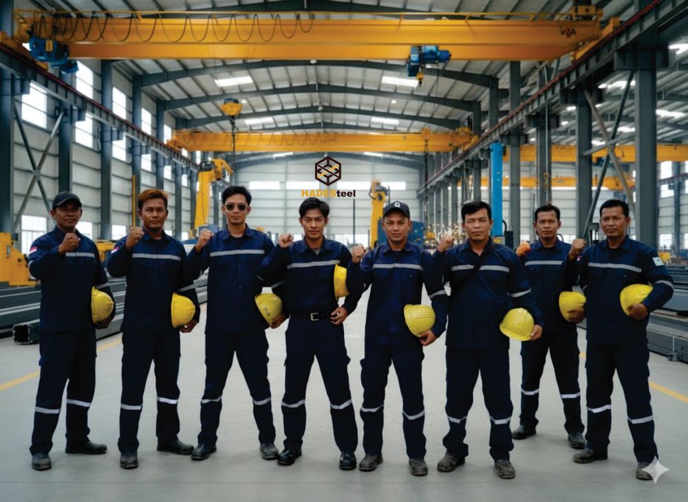 Fabrikasi baja Struktur proyek gudang asal Medan, Sumatera Utara.